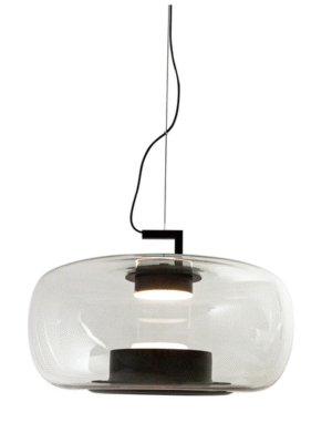 PENDENTE AILSA TRANSPARENTE E PRETO D45CM A28CM 1XLED INTEGRADO 7W 3000K 560LM I
