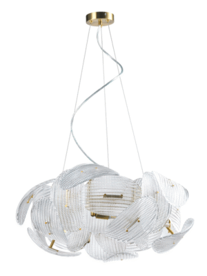 PENDENTE ALBERO TRANSPARENTE E DOURADO D60CM A25CM 10XG9 MAX 5W
