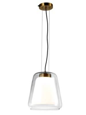 PENDENTE ALMA TRANSPARENTE E DOURADO D28CM A30CM 1XLED 9,2W 3000K