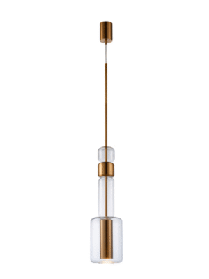 PENDENTE ARETE DOURADO E TRANSPARENTE D18CM A115CM 1XGU10 MAX 7W