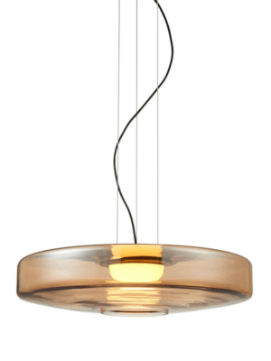 PENDENTE ARTSY AMBAR E DOURADO D45CM A11CM 1XLED INTEGRADO 7W 3000K 420LM IP20