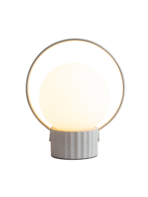 ABAJUR BRETTE BRANCO E CINZA L15CM C20.6CM A24.6CM 1XE27  MAX 60W