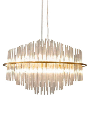 PENDENTE DOPPLER TRANSPARENTE E DOURADO D77CM A61.5CM 16XG9 MAX 5W