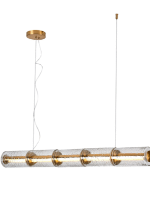 PENDENTE GLACIES TRANSPARENTE E DOURADO L10CM C100CM A10CM 1XLED INTEGRADO 20W 3