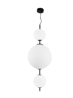 PENDENTE GLOBO OPALINO E PRETO D40CM A108CM 1XLED 25W 3000K
