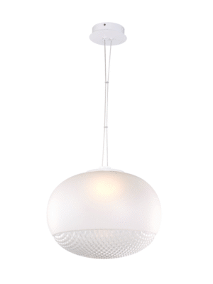 PENDENTE LEDA TRANSPARENTE E BRANCO D40CM A32CM 1XLED 5W 3000K