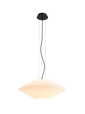 PENDENTE LOSANGHE OPALINO E PRETO D50CM A20CM 1XE27 MAX 60W