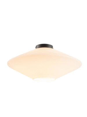 PLAFON LOSANGHE OPALINO E PRETO D50CM A23CM 1XE27 MAX 60W