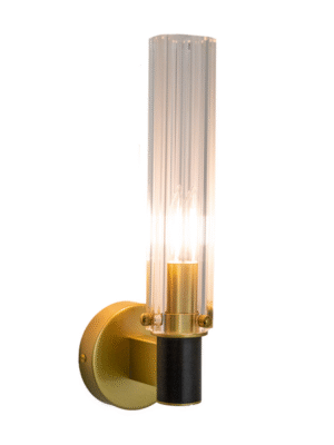 ARANDELA LUMO DOURADO E TRANSPARENTE L12CM C10CM A33CM 1XE14 MAX 40W