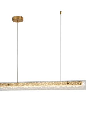 PENDENTE MACCHIATO TRANSPARENTE E DOURADO L6CM C120CM A8CM 1XLED 20W 2700K