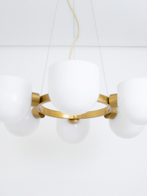 PENDENTE MEYER DOURADO E OPALINO D62CM A15CM 6XE27 MAX 60W