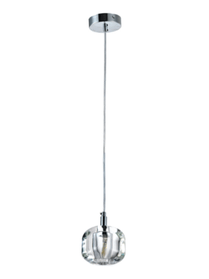 PENDENTE MICA TRANSPARENTE E NIQUELADO D10CM A11CM 1XLED 3W 3000K