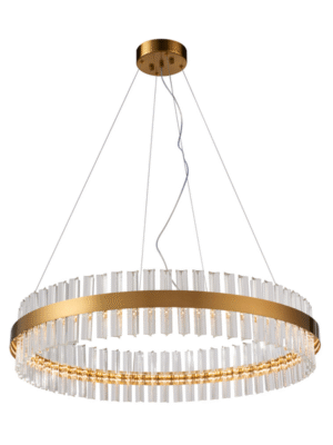 PENDENTE PLISY TRANSPARENTE E DOURADO D80CM A20CM 1XLED INTEGRADO 40W 3000K 5400