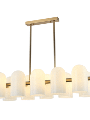 PENDENTE ZIL DOURADO E OPALINO L34CM C85CM A22CM 10XG9 MAX 25W
