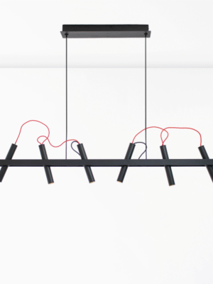 PENDENTE ACUS PRETO E VERMELHO L9CM C130CM A0CM 1XLED 30W 2700K