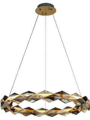 PENDENTE ARGYLE DOURADO E TRANSPARENTE D60CM A6CM 1XLED 24W 3000K