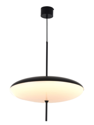 PENDENTE MELLOW OPALINO E PRETO D50CM A60CM 1XLED 36W 3000K