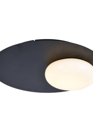 PLAFON NOBILE PRETO E OPALINO D42CM A10CM 1XLED 12W 3000K