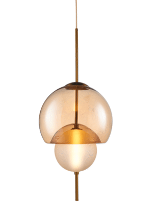 PENDENTE PERLA AMBAR E DOURADO D35CM A84CM 1XLED 10W 2700K