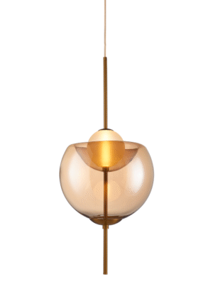 PENDENTE PERLA AMBAR E DOURADO D35CM A81CM 1XLED 10W 2700K