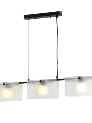 PENDENTE FRATELLI PRETO E TRANSPARENTE L10.5CM C80CM A13CM 3XG9 MAX 25W