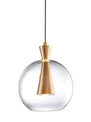 PENDENTE GREPPI TRANSPARENTE E DOURADO D20CM A24CM 1XGU10 MAX 5W