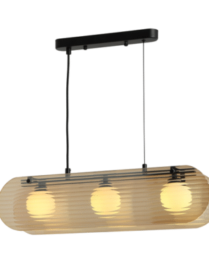 PENDENTE SACCHI PRETO E AMBAR L10.5CM C59CM A15CM 3XG9 MAX 25W