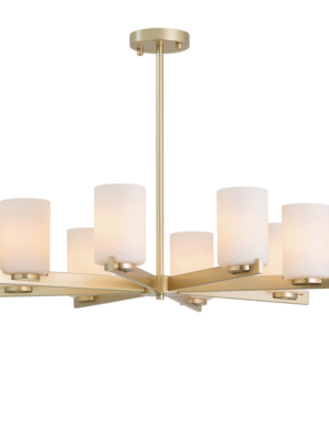 PENDENTE BRANDA DOURADO E OPALINO D76CM A15CM 8XE27 MAX 40W